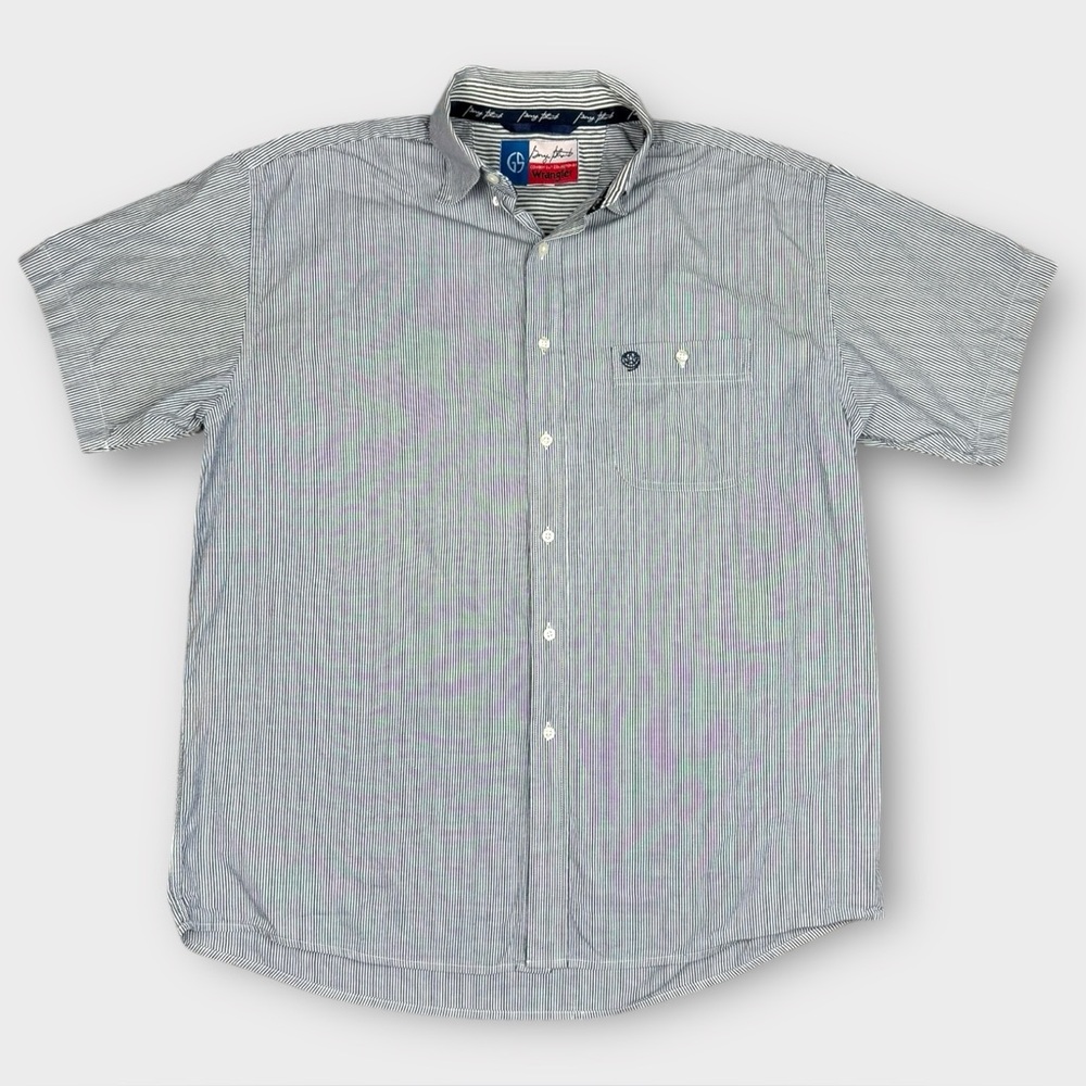 Wrangler George Strait Cowboy Cut Shirt Mens XL Blue White Stripe MGS139M Cotton